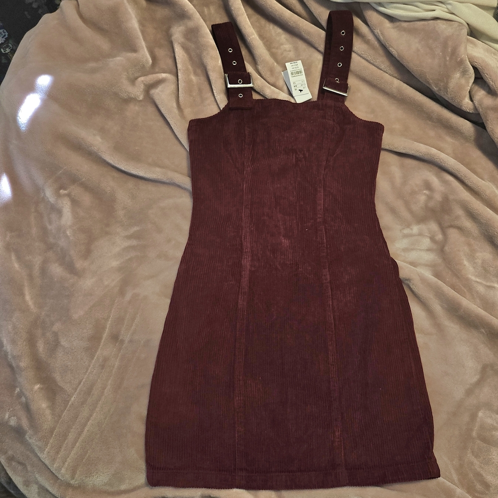 Topshop Burgundy Corduroy Dress